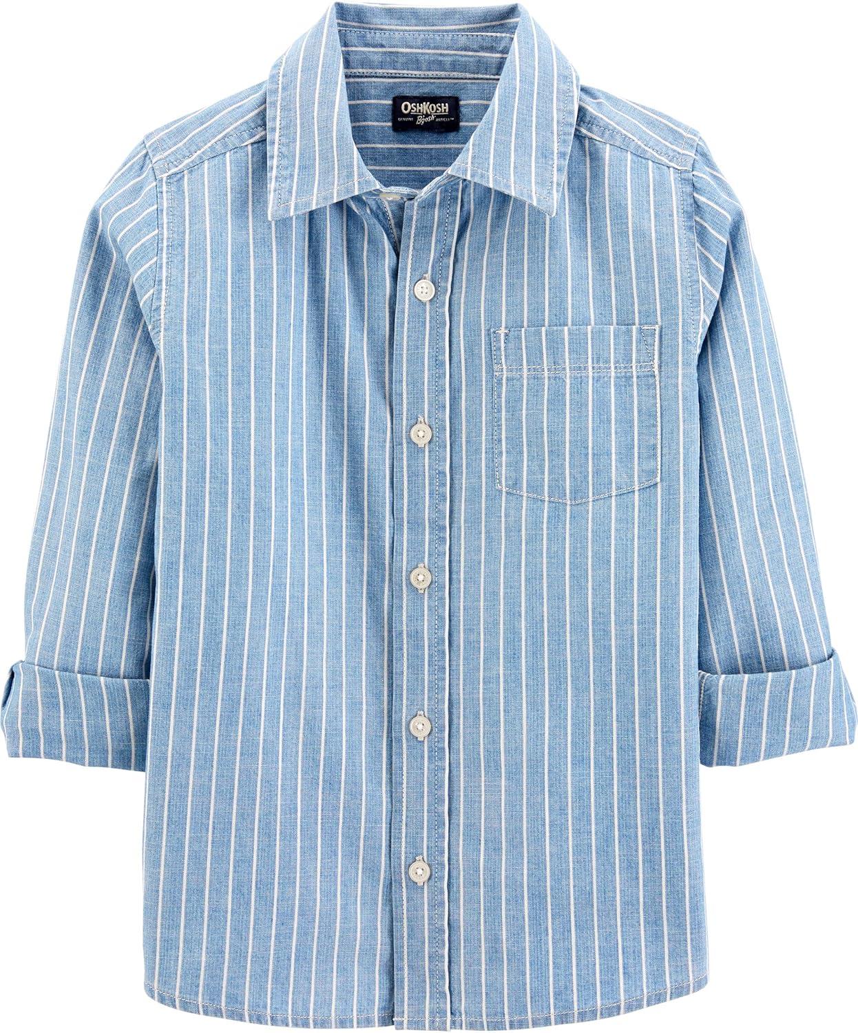 imageOSHKOSH BGOSH Boys Long Sleeve Woven Buttonfront ShirtBlue Stripe Print