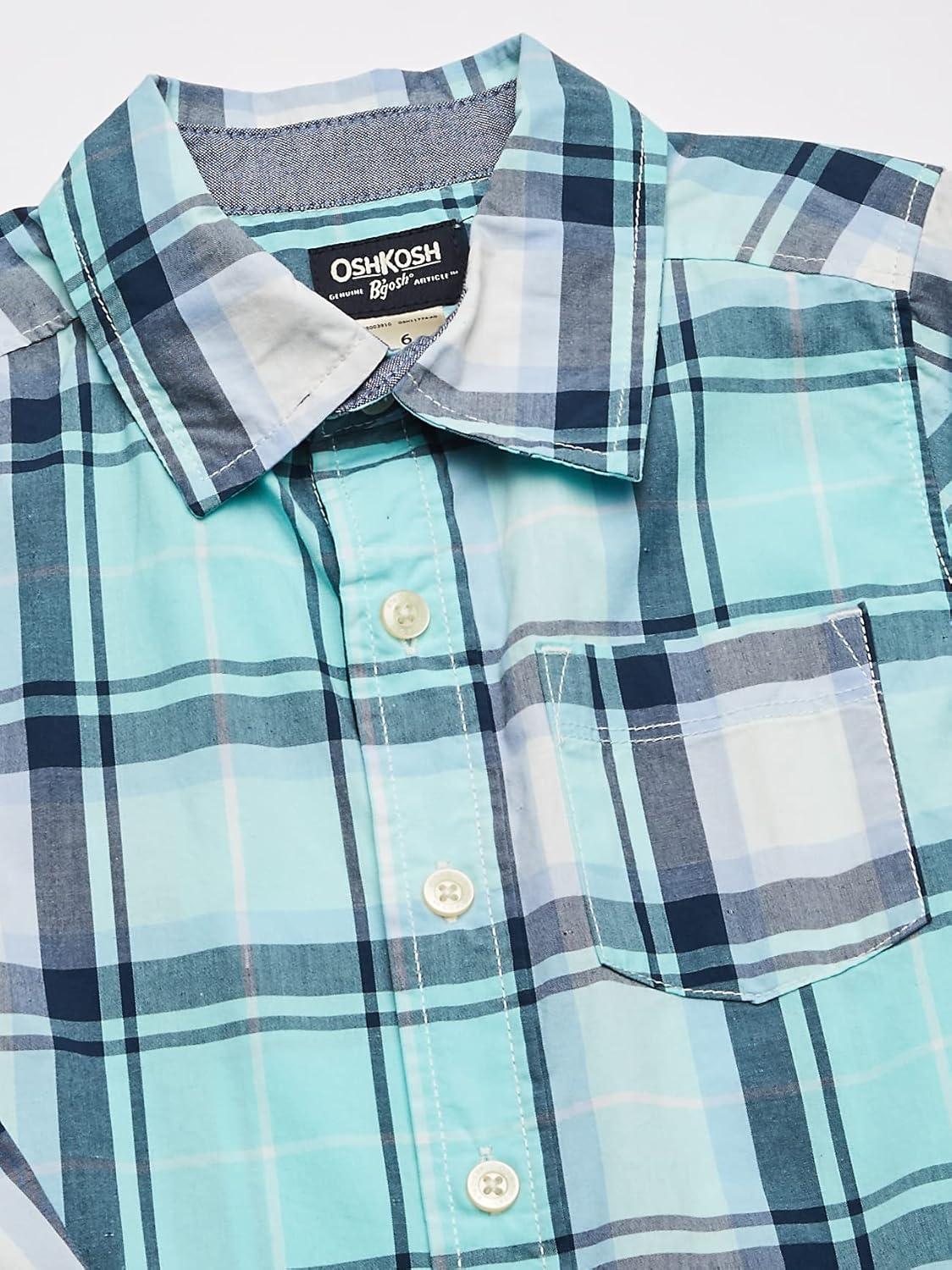 imageOSHKOSH BGOSH Boys Long Sleeve Woven Buttonfront ShirtGreen Plaid Print