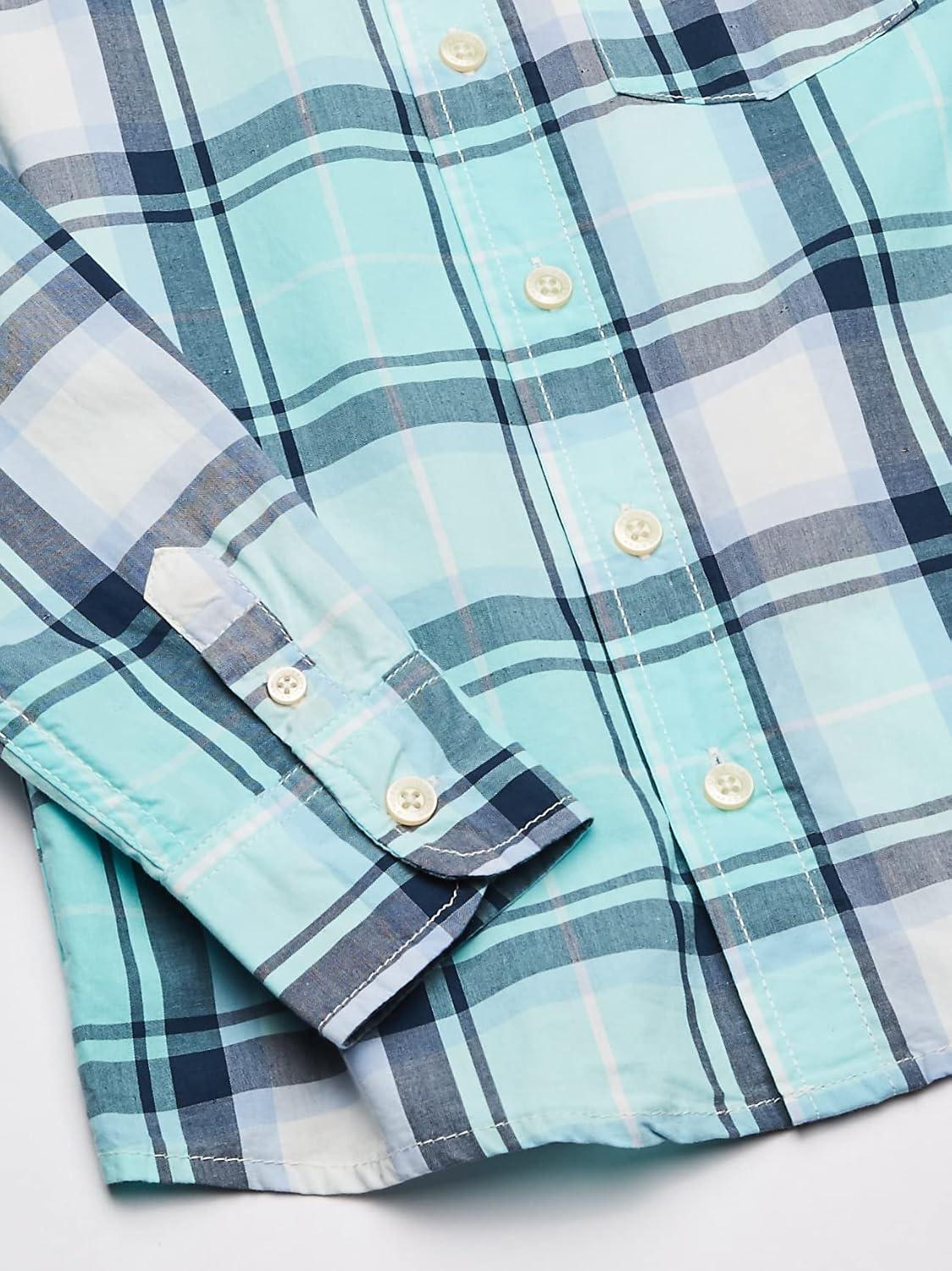 imageOSHKOSH BGOSH Boys Long Sleeve Woven Buttonfront ShirtGreen Plaid Print