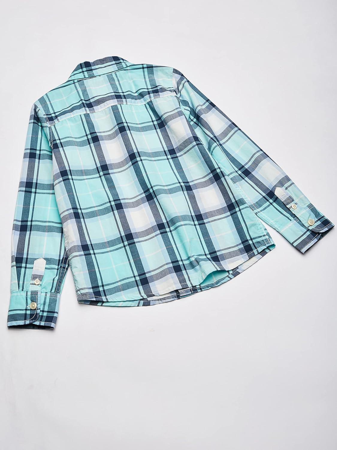 imageOSHKOSH BGOSH Boys Long Sleeve Woven Buttonfront ShirtGreen Plaid Print