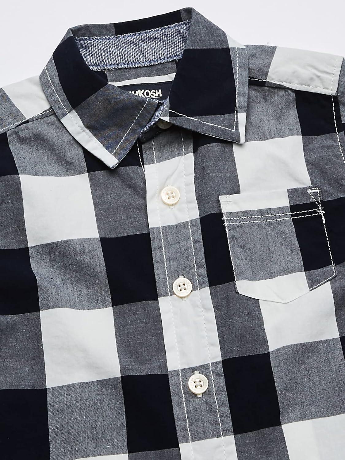 imageOSHKOSH BGOSH Boys Long Sleeve Woven Buttonfront ShirtNavy Plaid