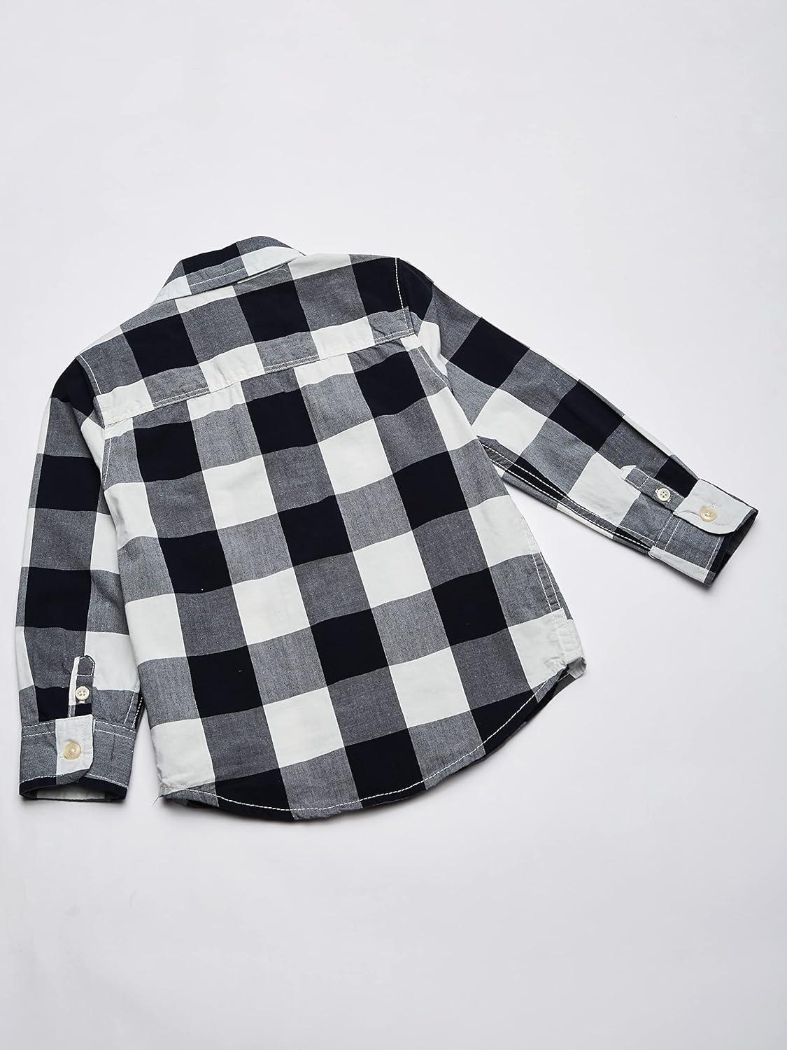 imageOSHKOSH BGOSH Boys Long Sleeve Woven Buttonfront ShirtNavy Plaid Print
