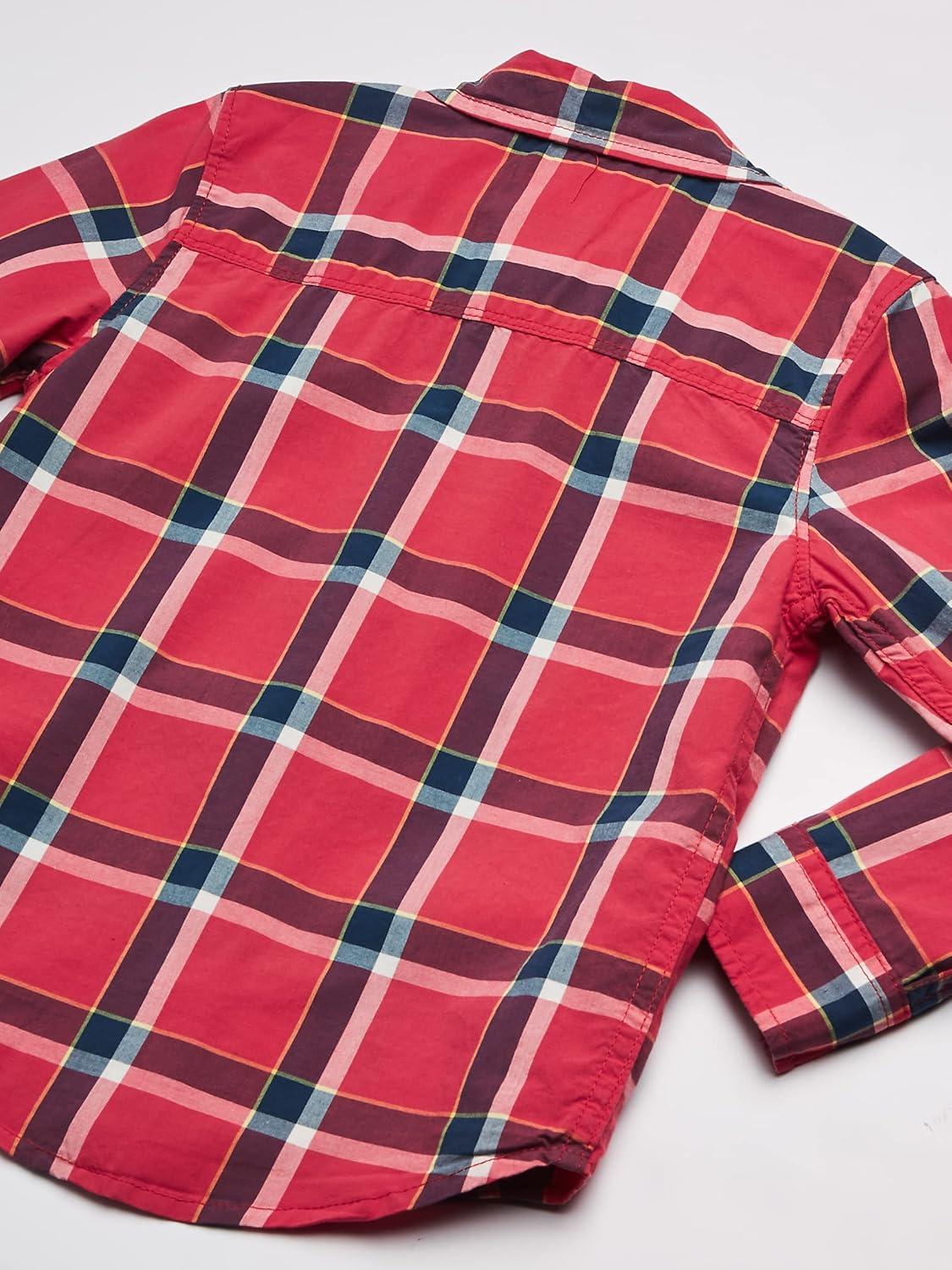 imageOSHKOSH BGOSH Boys Long Sleeve Woven Buttonfront ShirtRed Plaid Print