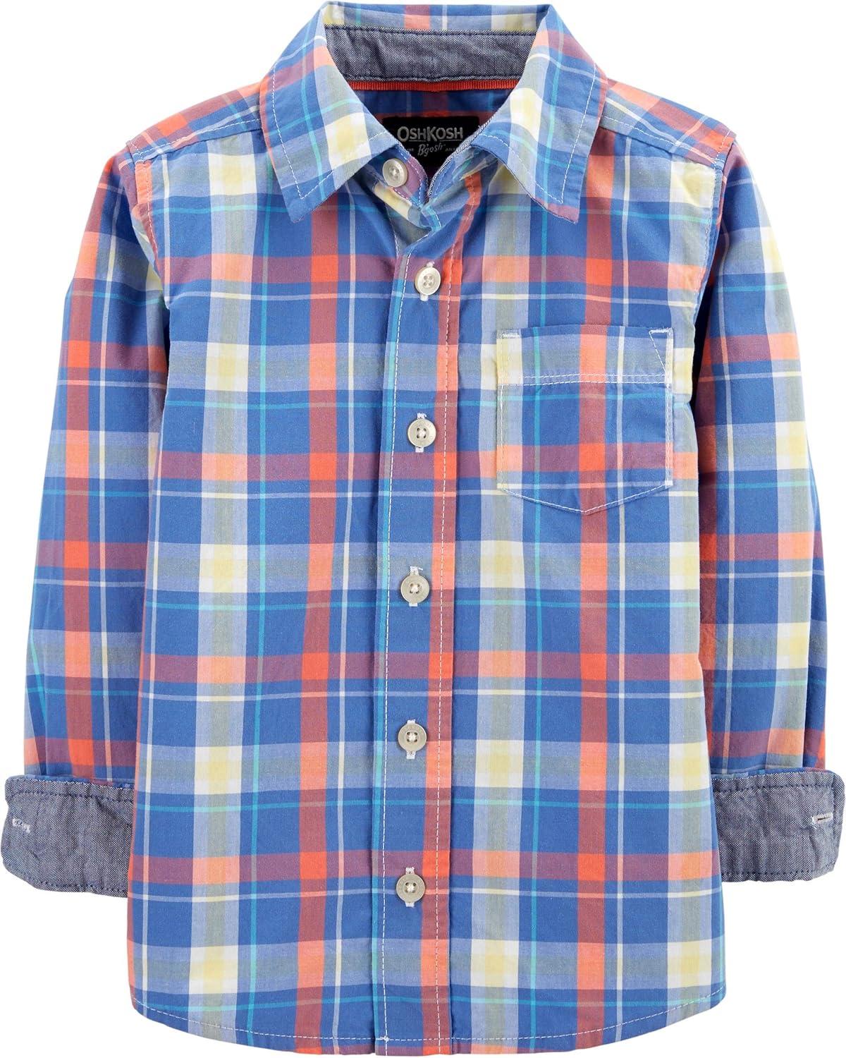 imageOSHKOSH BGOSH Boys Long Sleeve Woven Buttonfront ShirtRooibos Plaid