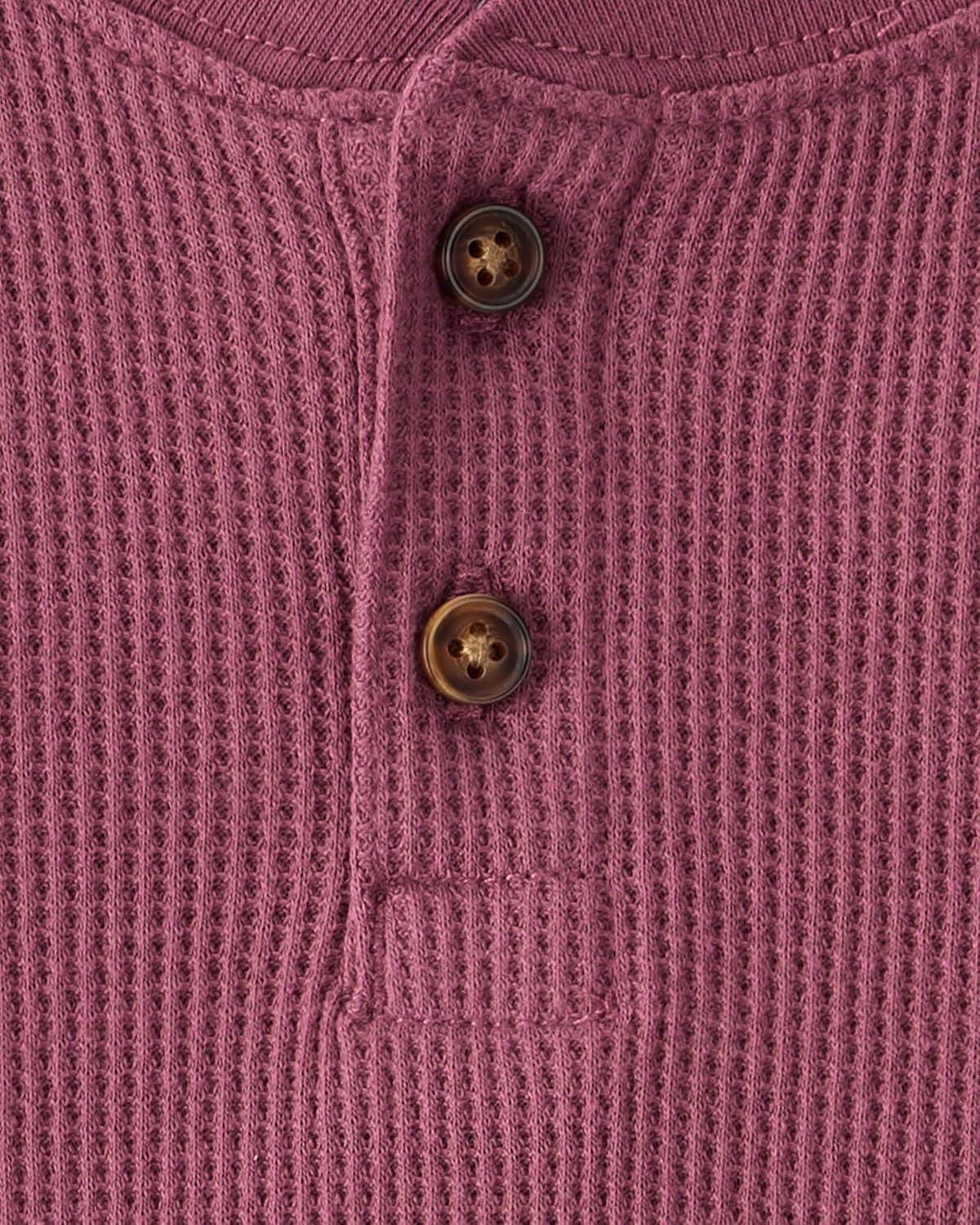 imageOSHKOSH BGOSH Boys LongSleeve Raglan HenleyBerry Red