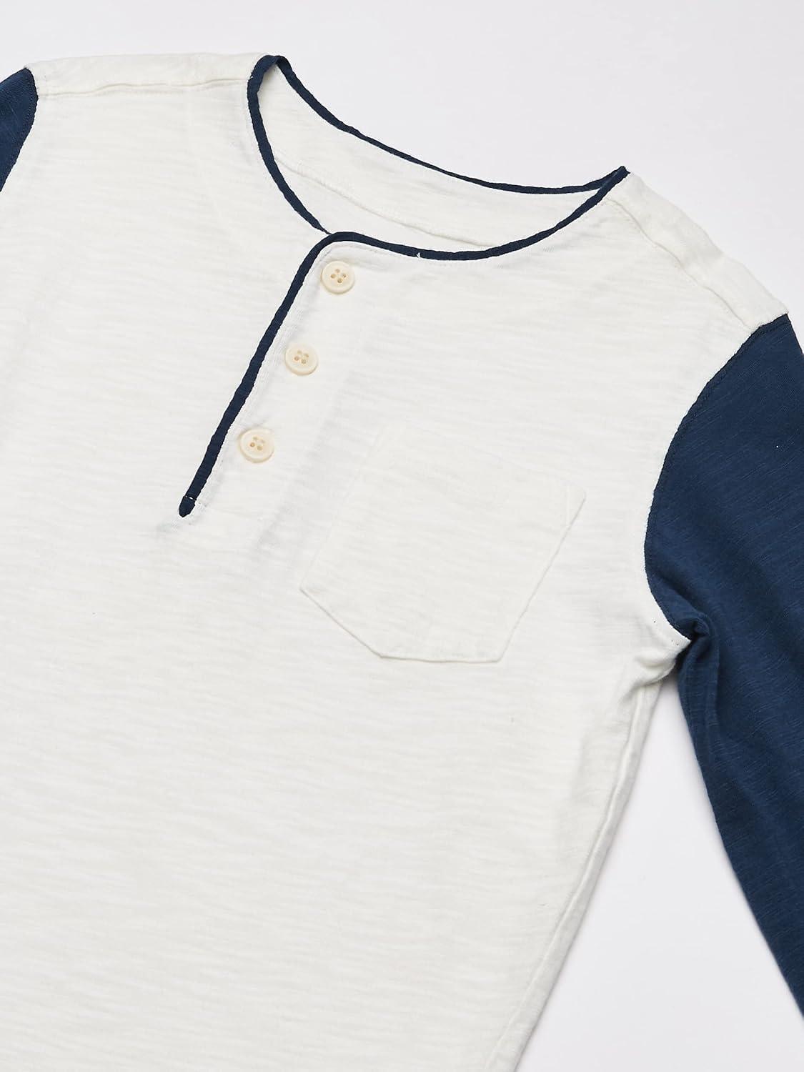 imageOSHKOSH BGOSH Boys LongSleeve Raglan HenleyIvoryCadetblue