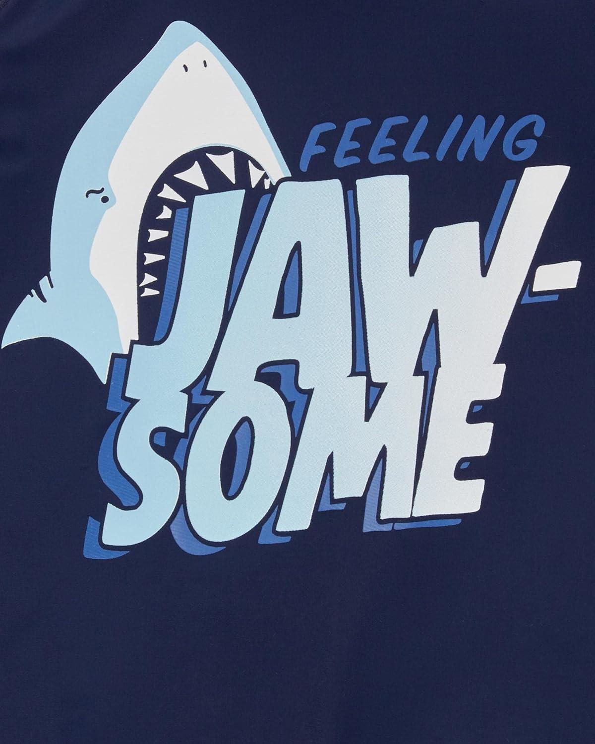 imageOSHKOSH BGOSH Boys RashguardEclipse Blue Jawsome