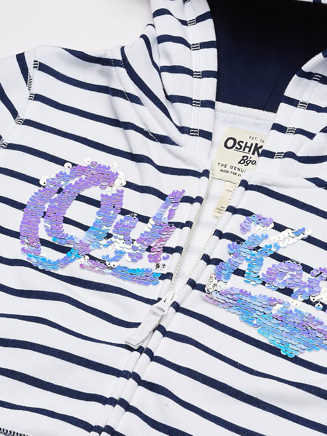 imageOSHKOSH BGOSH Girls Logo HoodieWhite Navy Stripe