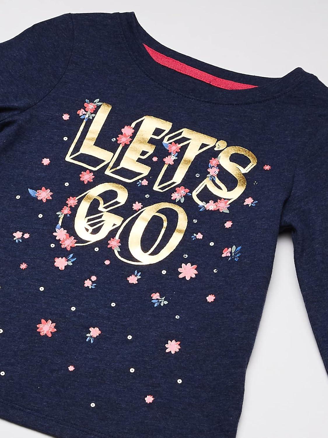 imageOSHKOSH BGOSH Girls LongSleeve TeeBlue Lets Go