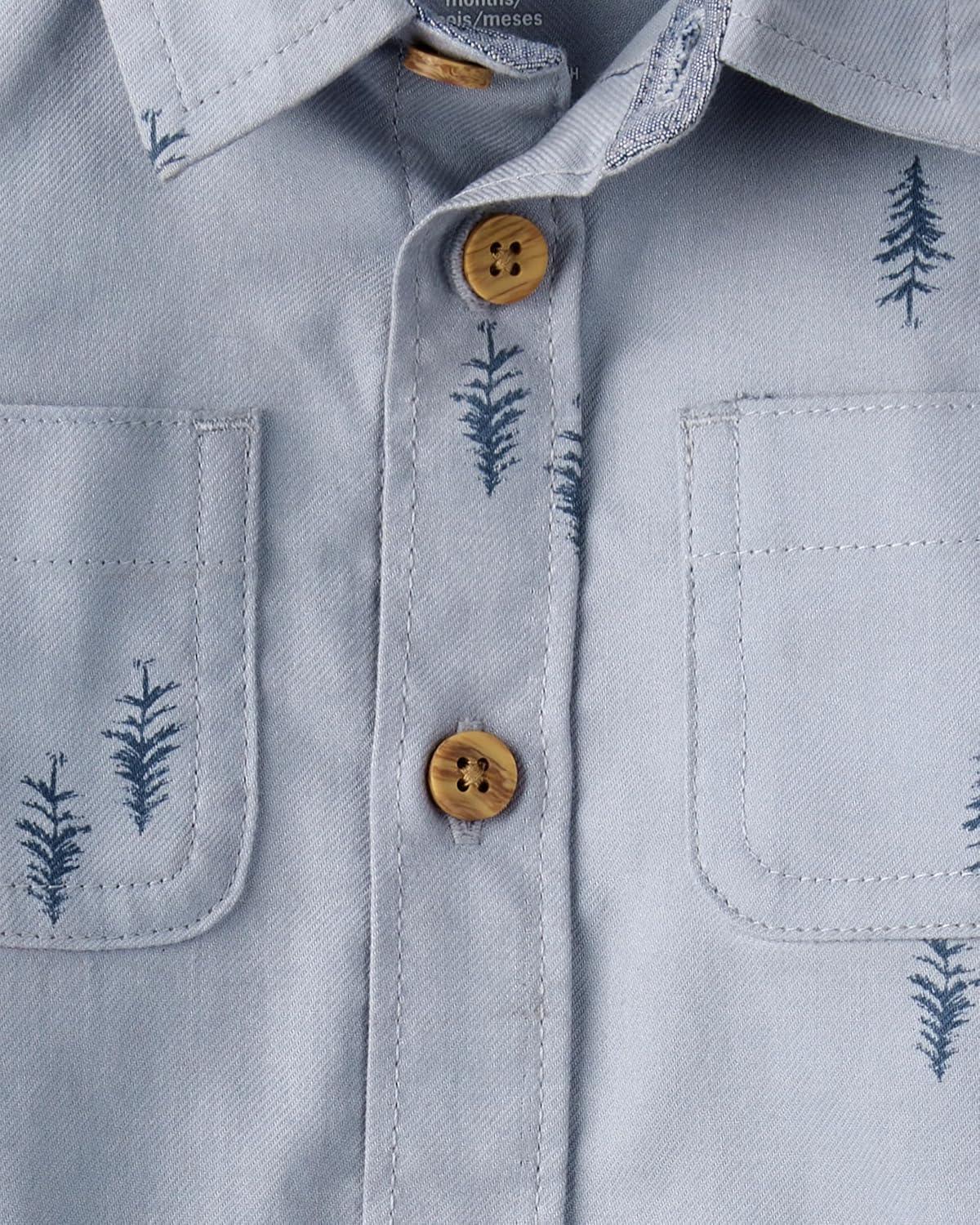 imageOSHKOSH BGOSH babyboys Buttonfront BodysuitBlue Trees