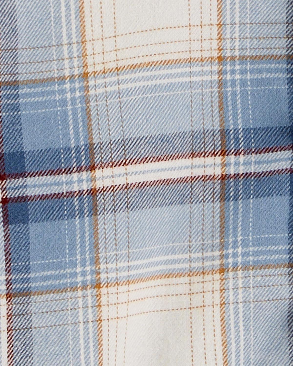 imageOSHKOSH BGOSH babyboys Buttonfront BodysuitBlue Woven Plaid