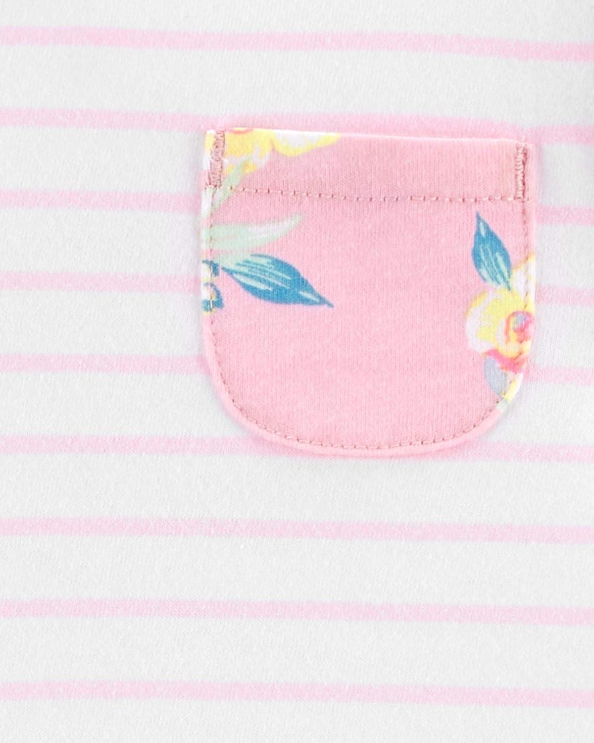 imageOSHKOSH BGOSH babygirls Shortsleeve BodysuitPinkWhite Stripe