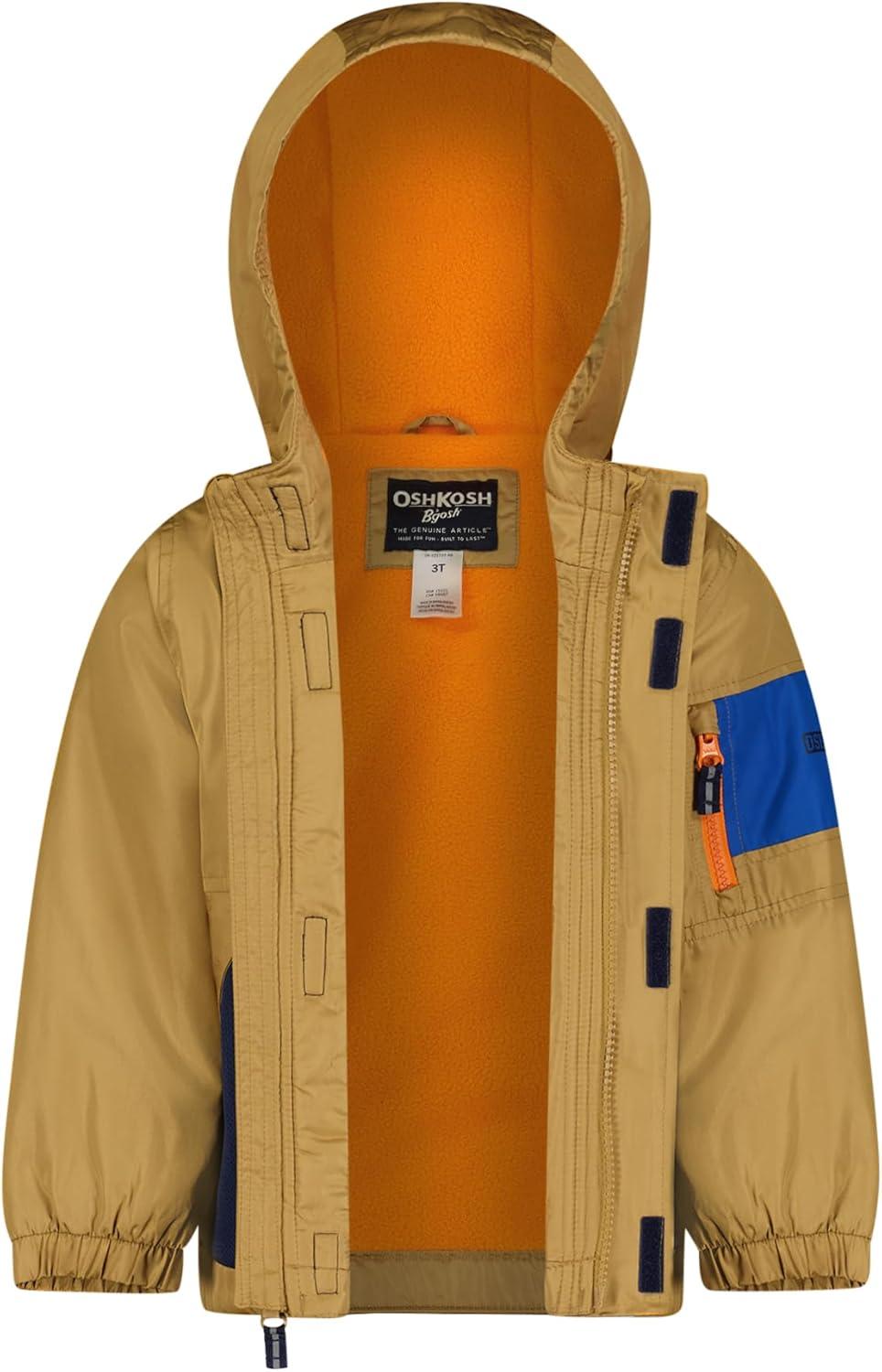 imageOSHKOSH BGOSH boys Midweight Jersey Lined Hooded Jacket With Zipper PocketTan