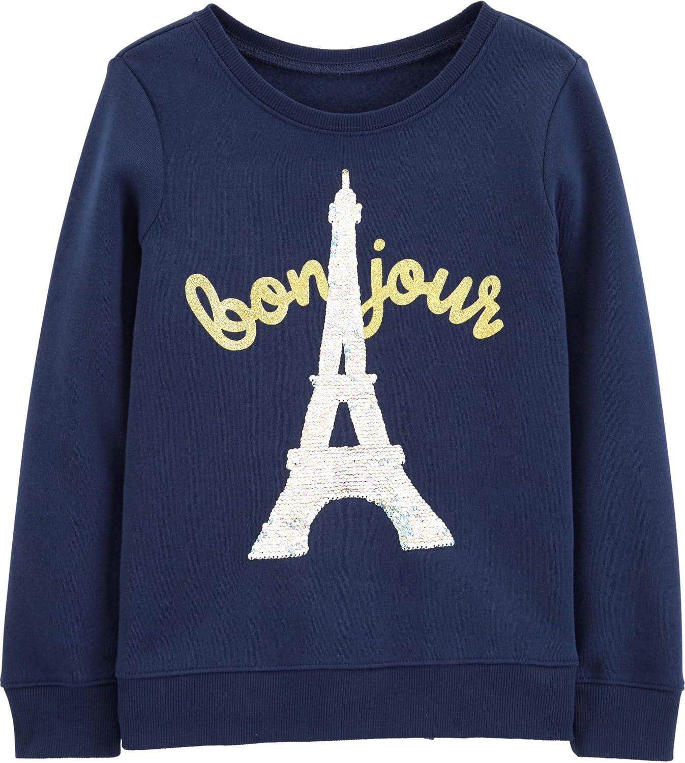 imageOSHKOSH BGOSH girls Flip Sequin PulloverBonjour Sequin