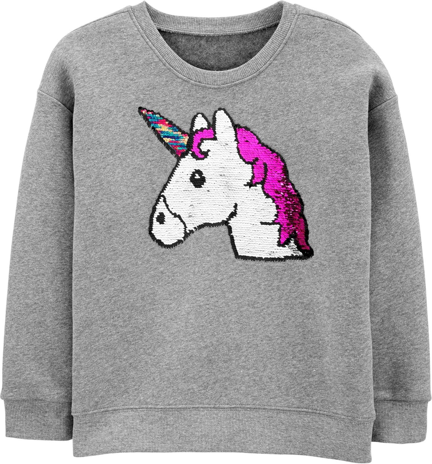 imageOSHKOSH BGOSH girls Flip Sequin PulloverMedium Heather Grey