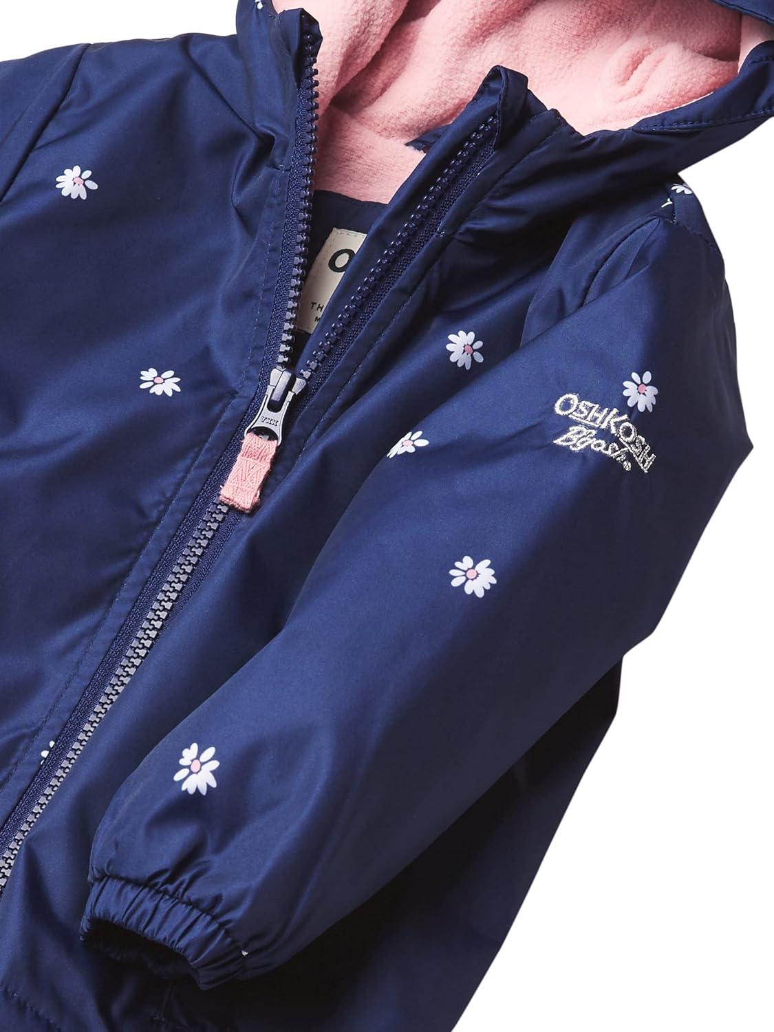 imageOSHKOSH BGOSH girls Midweight Hooded Fashion Jacket Coat With Fleece LiningBlue Daisy