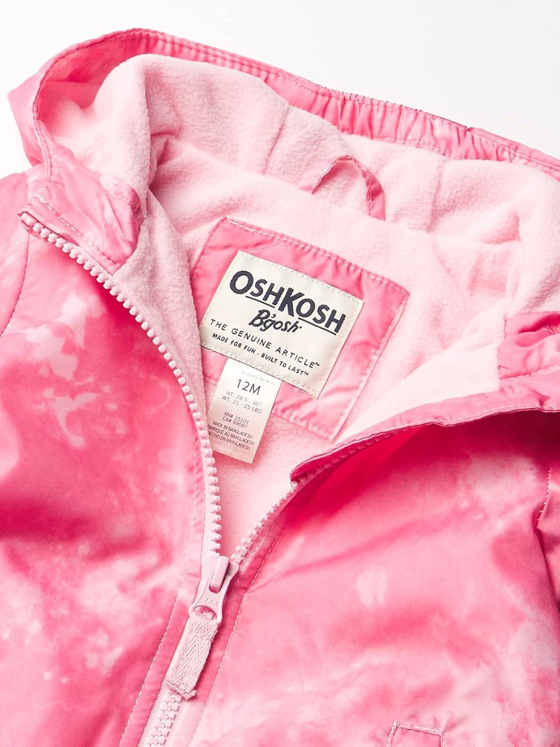 imageOSHKOSH BGOSH girls Midweight Hooded Fashion Jacket Coat With Fleece LiningFuchsia Tie Dye