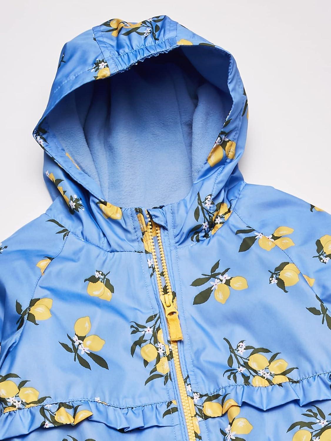 imageOSHKOSH BGOSH girls Midweight Hooded Fashion Jacket Coat With Fleece LiningPeriwinkle Blue Lemons