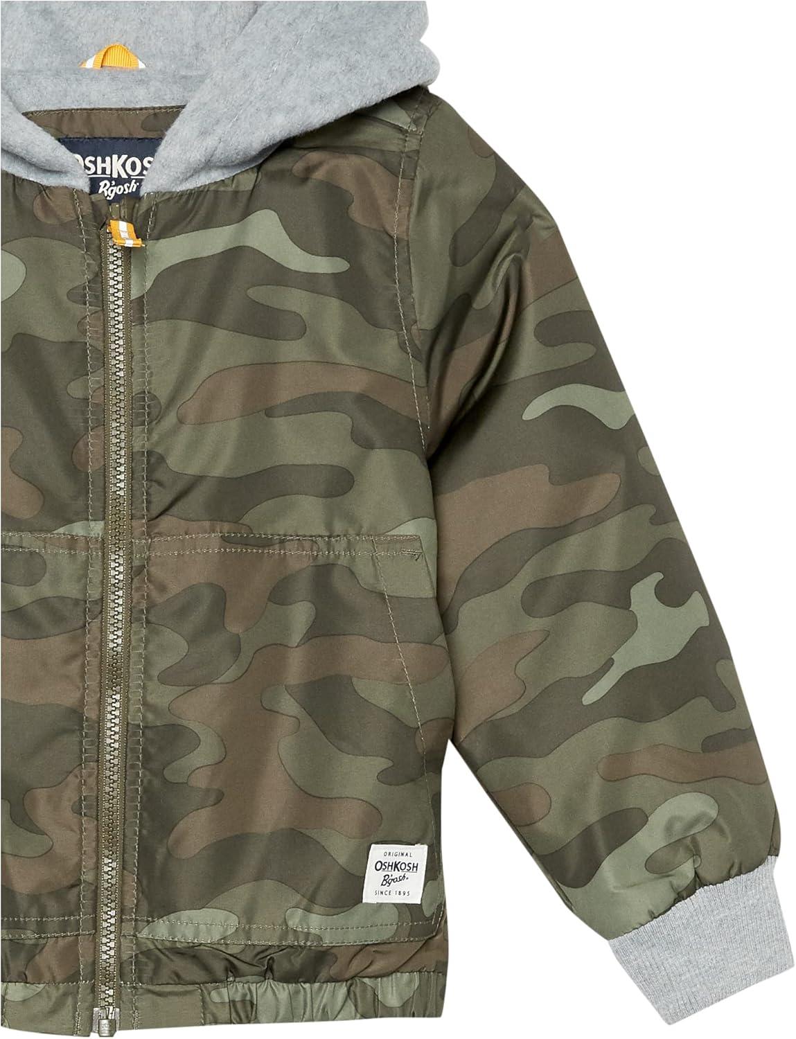 imageOsh Kosh boys Midweight Fleece Lined Windbreaker JacketTransitional JacketGreen Camo