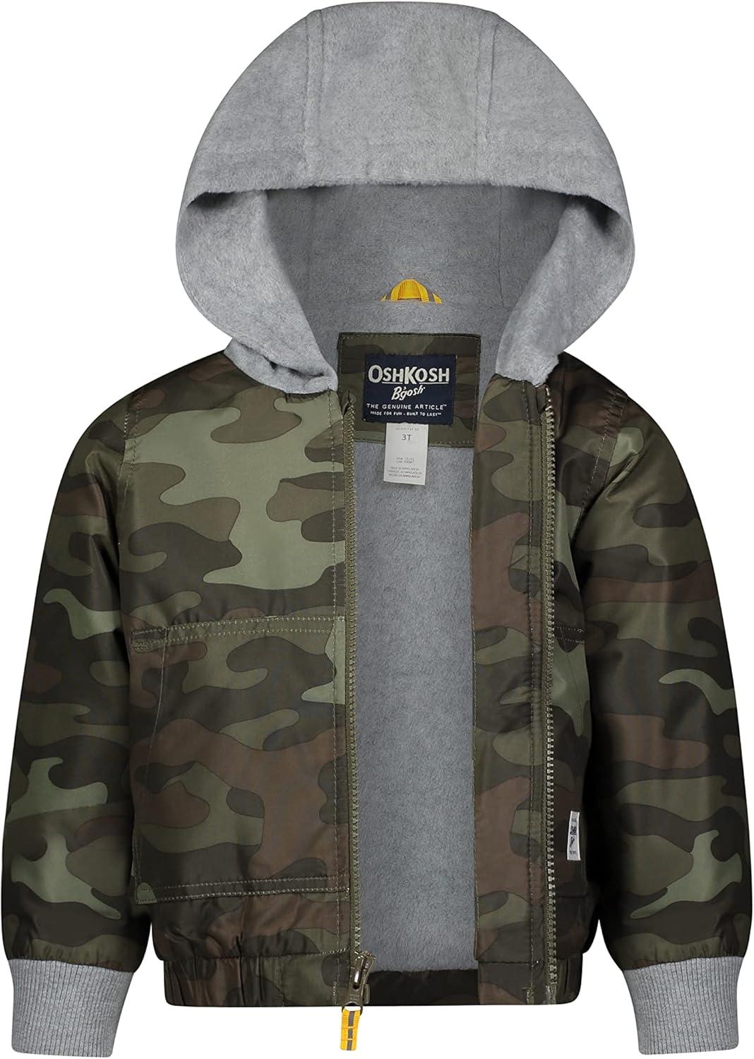 imageOsh Kosh boys Midweight Fleece Lined Windbreaker JacketTransitional JacketGreen Camo