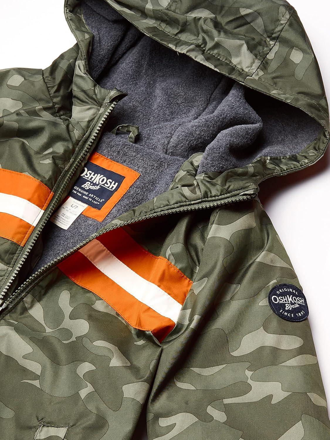 imageOsh Kosh boys Midweight Fleece Lined Windbreaker JacketTransitional JacketGreen Camo Stripe