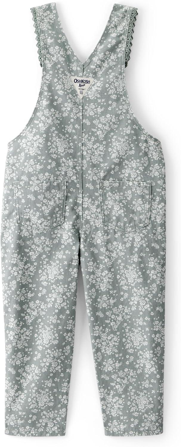 imageOshkosh Girls Worlds Best OverallsGreen Floral Canvas