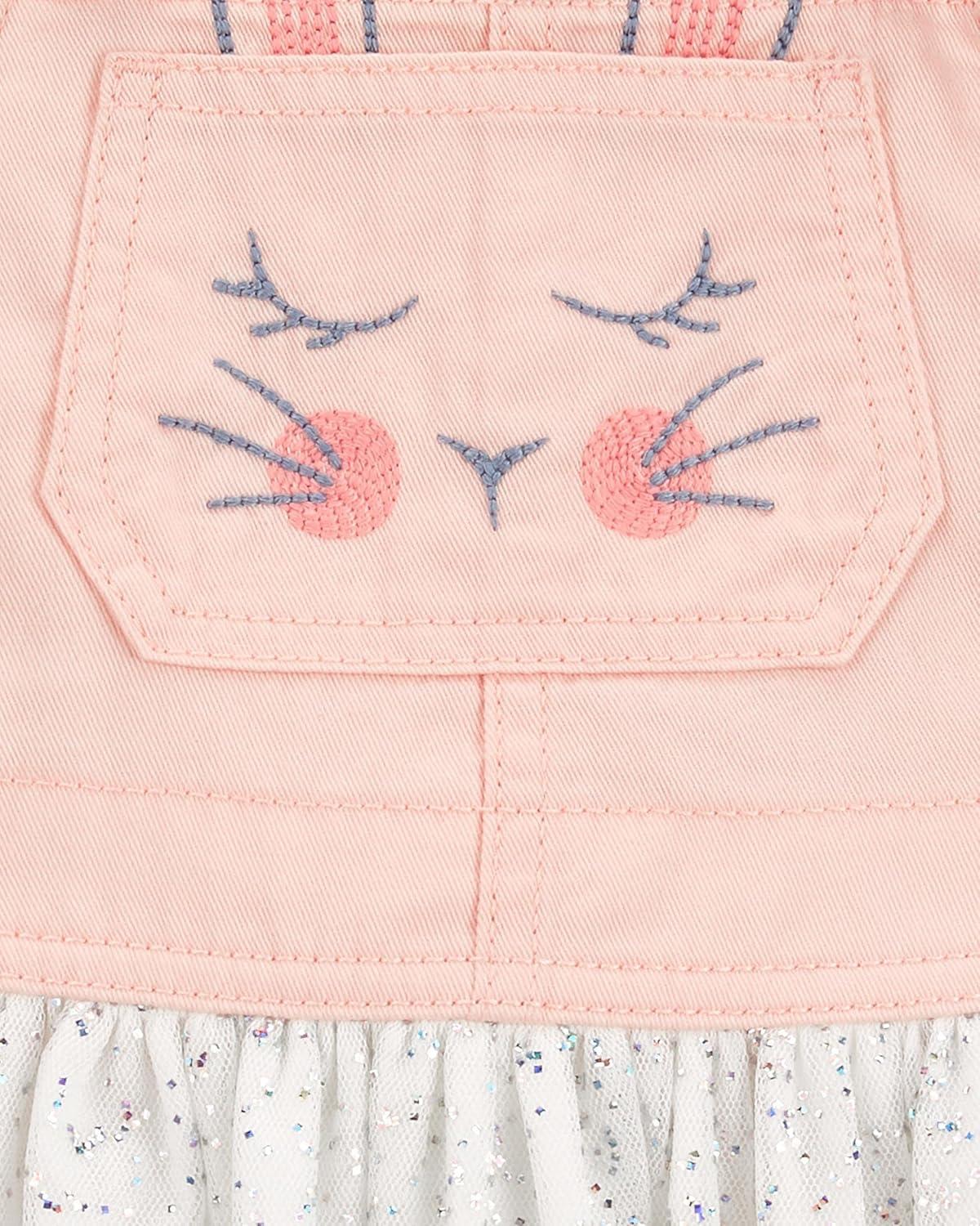 imageOshkosh Girls Worlds Best OverallsPink Ruffle Bunny