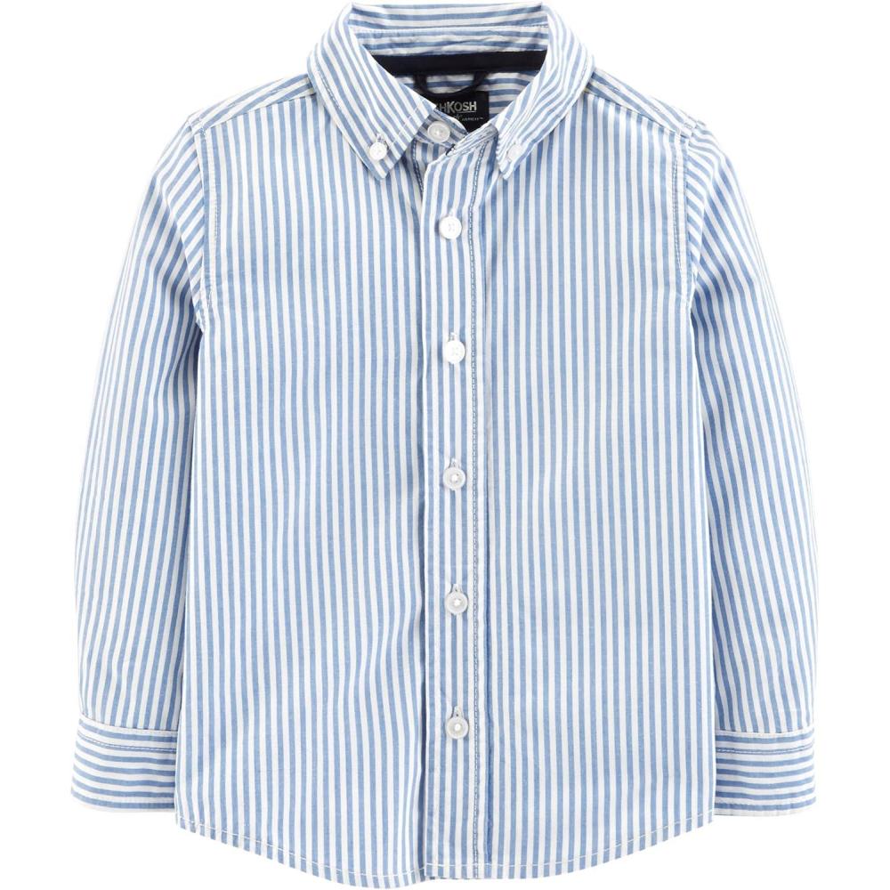imageOSHKOSH BGOSH Boys Long Sleeve Woven Buttonfront ShirtBlue Stripe