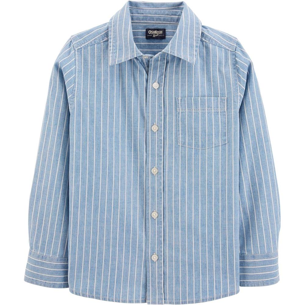 imageOSHKOSH BGOSH Boys Long Sleeve Woven Buttonfront ShirtBlue Stripe Print