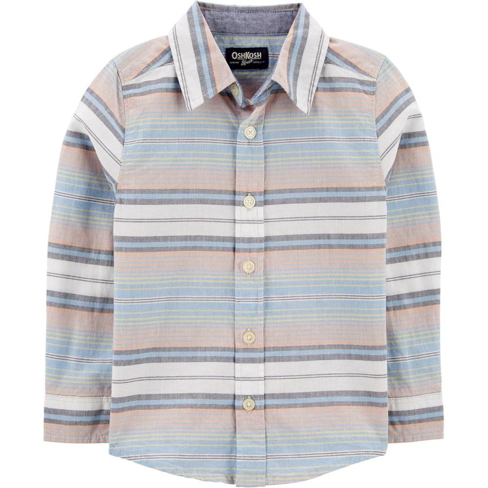 imageOSHKOSH BGOSH Boys Long Sleeve Woven Buttonfront ShirtMulti Stripe