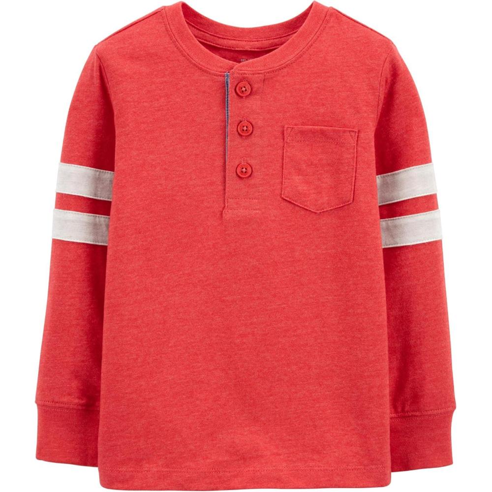 imageOSHKOSH BGOSH Boys LongSleeve Raglan HenleyBetter Off Red