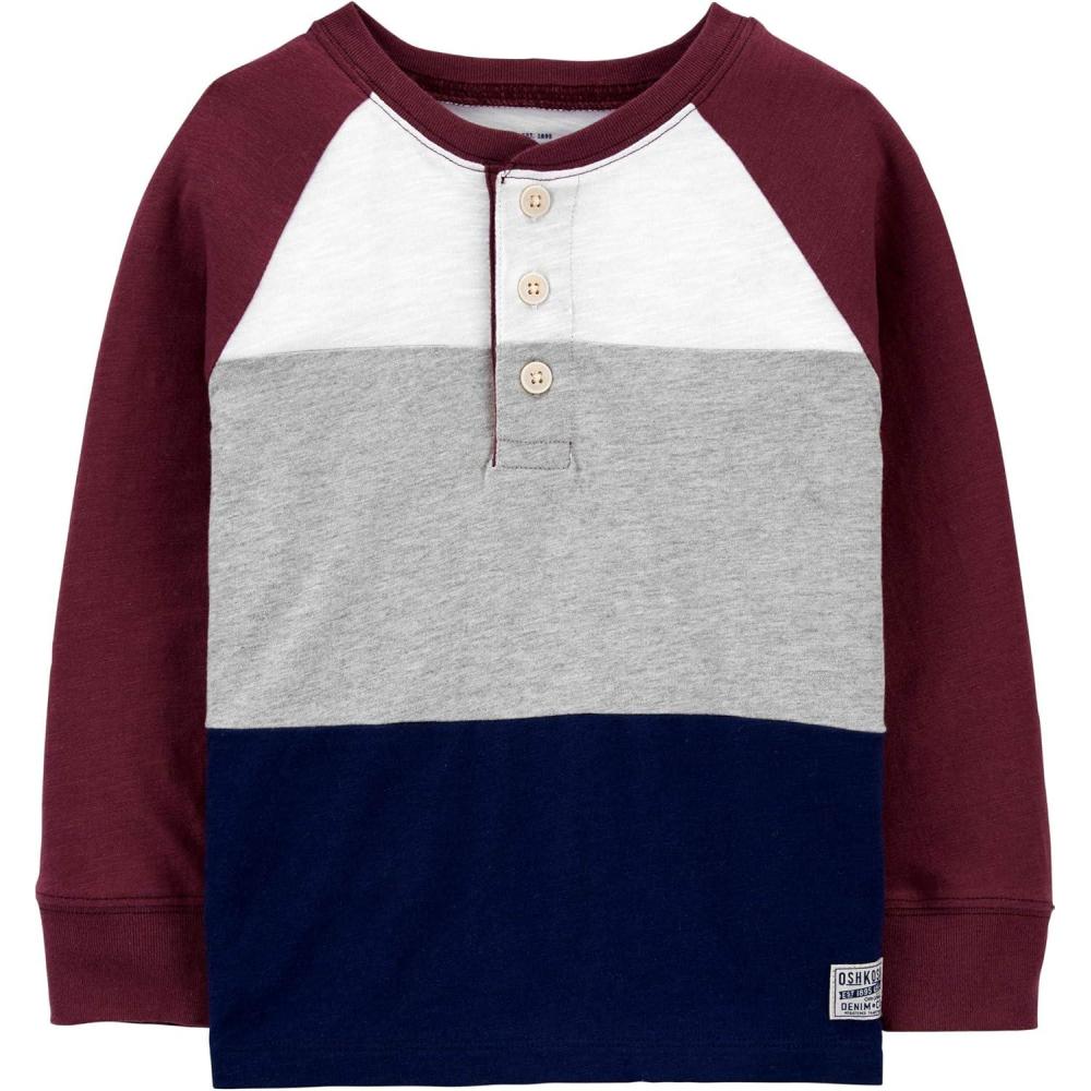 imageOSHKOSH BGOSH Boys LongSleeve Raglan HenleyBlackberry