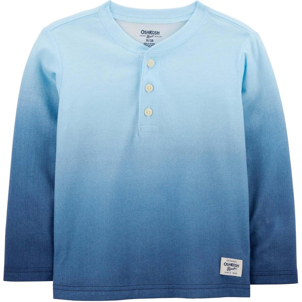 imageOSHKOSH BGOSH Boys LongSleeve Raglan HenleyBlue Gradient