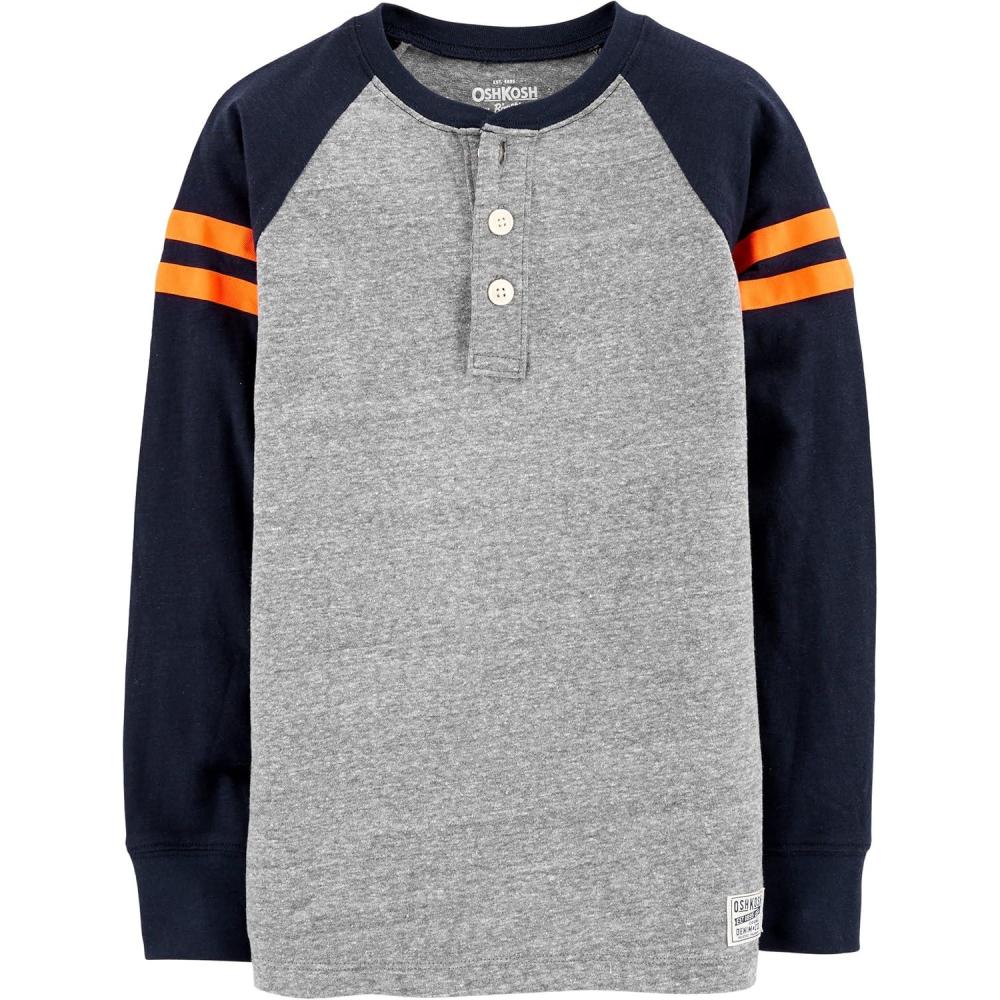 imageOSHKOSH BGOSH Boys LongSleeve Raglan HenleyDeep Navy