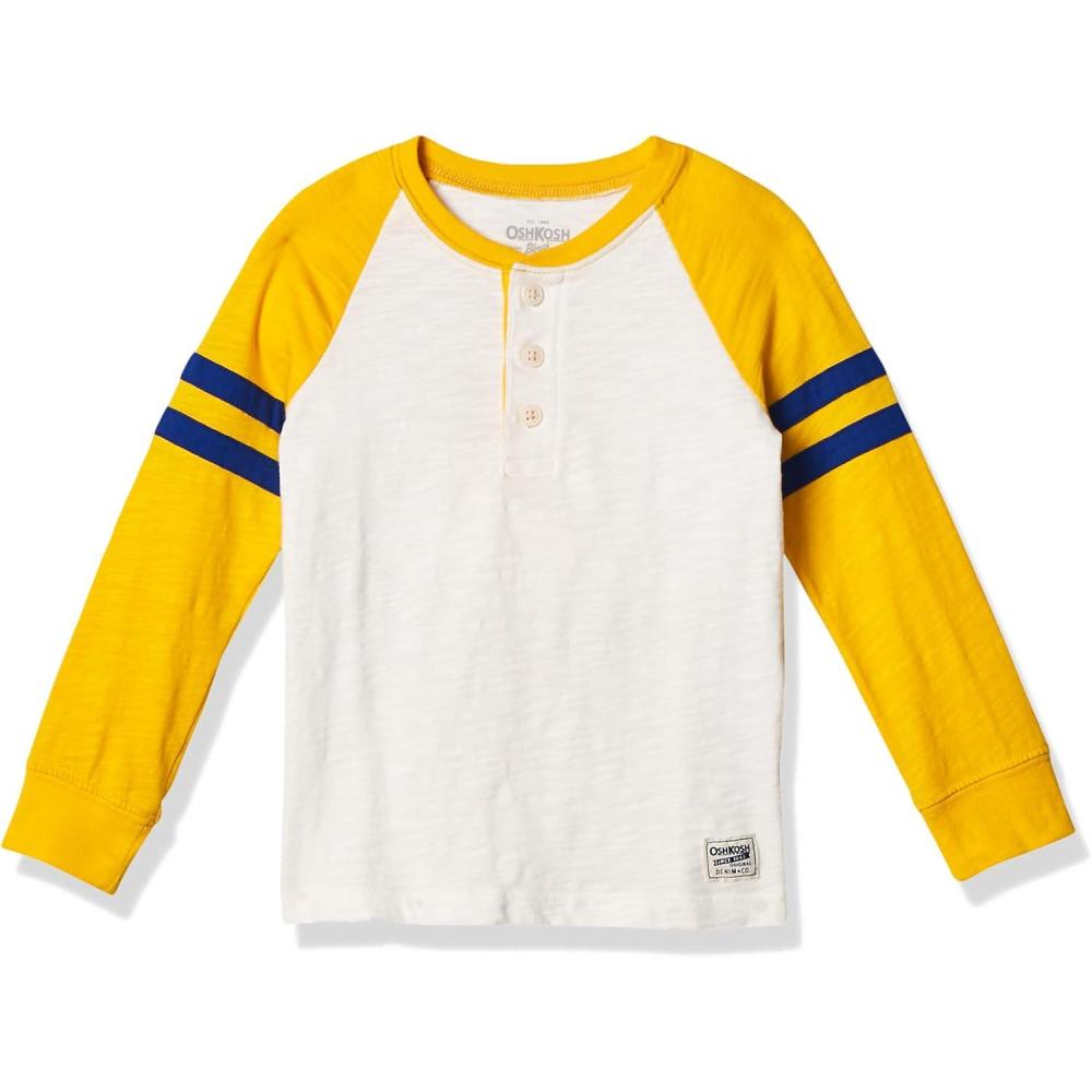 imageOSHKOSH BGOSH Boys LongSleeve Raglan HenleyIvoryCurryup