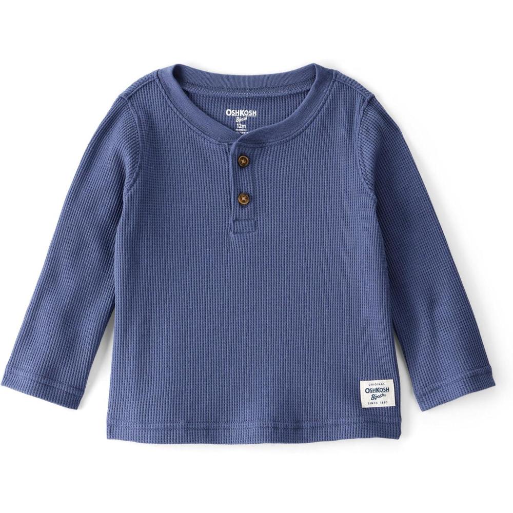imageOSHKOSH BGOSH Boys LongSleeve Raglan HenleyNavy