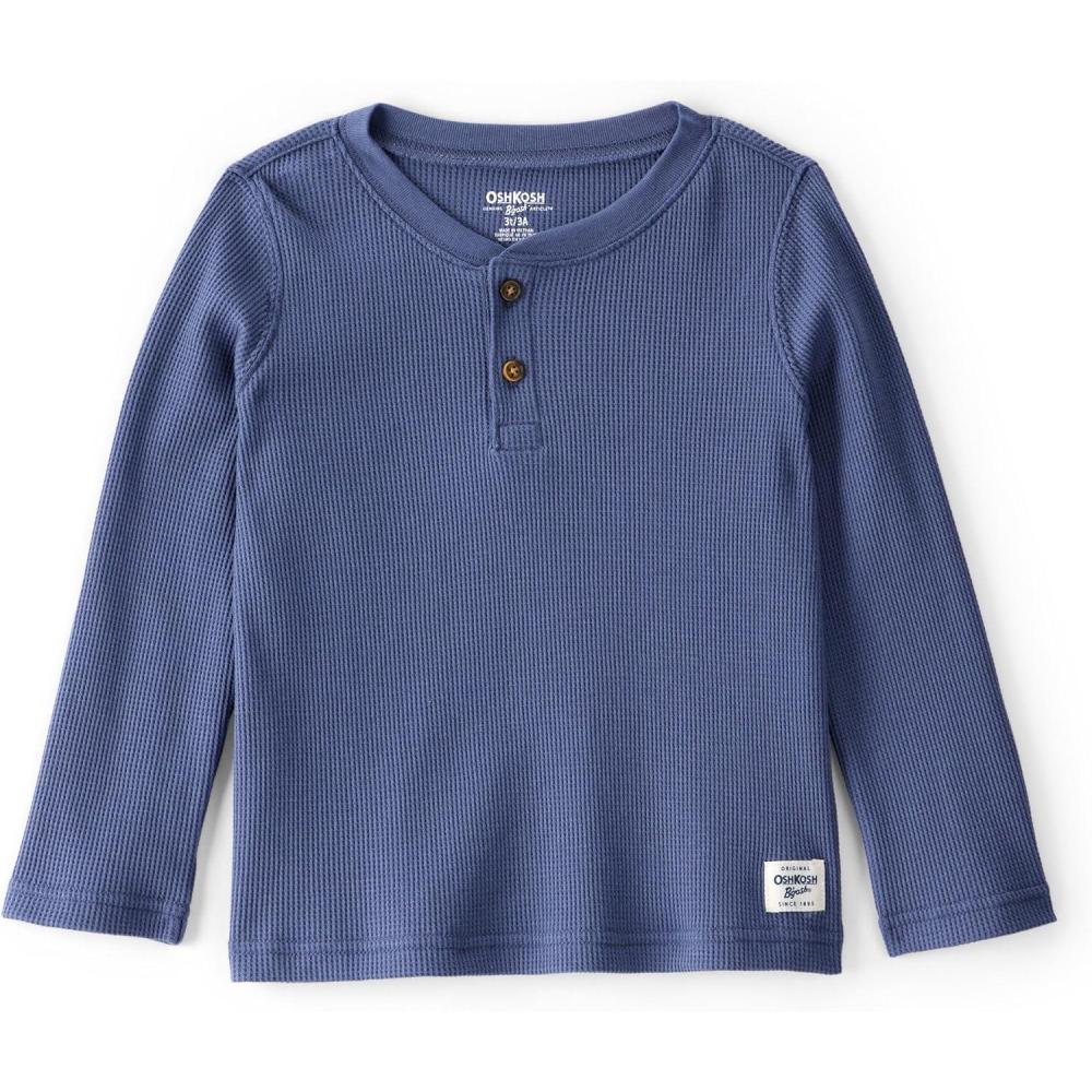 imageOSHKOSH BGOSH Boys LongSleeve Raglan HenleyNavy Blue