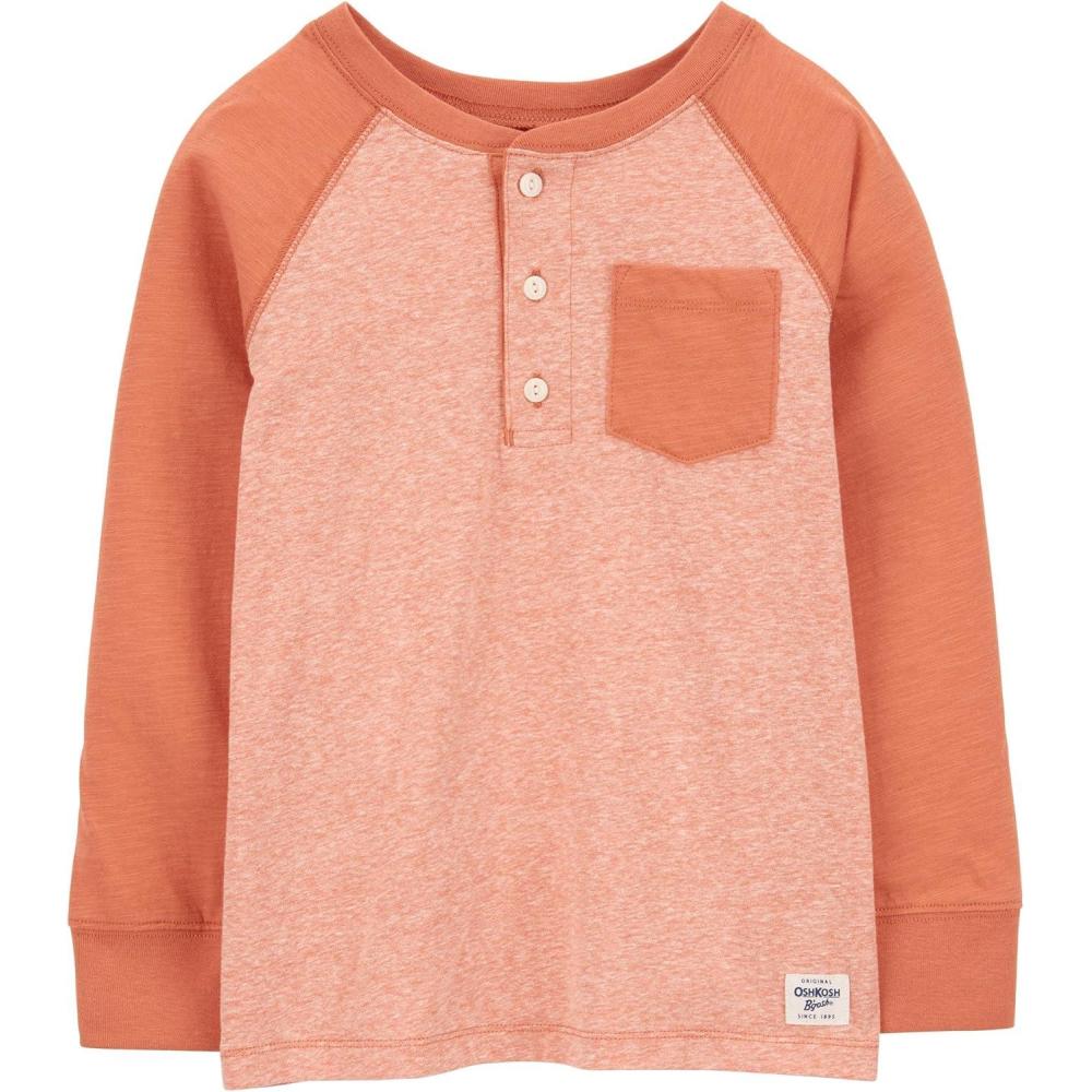 imageOSHKOSH BGOSH Boys LongSleeve Raglan HenleyOrange