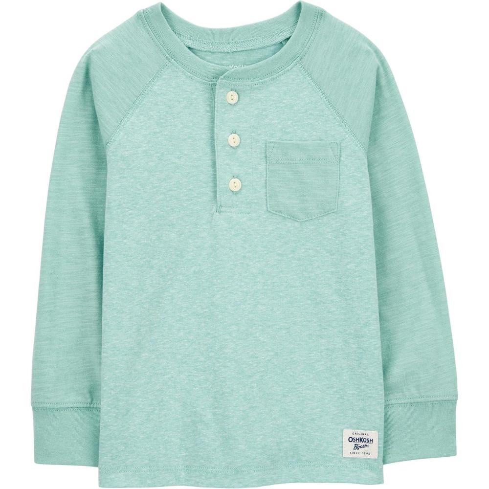 imageOSHKOSH BGOSH Boys LongSleeve Raglan HenleyTeal