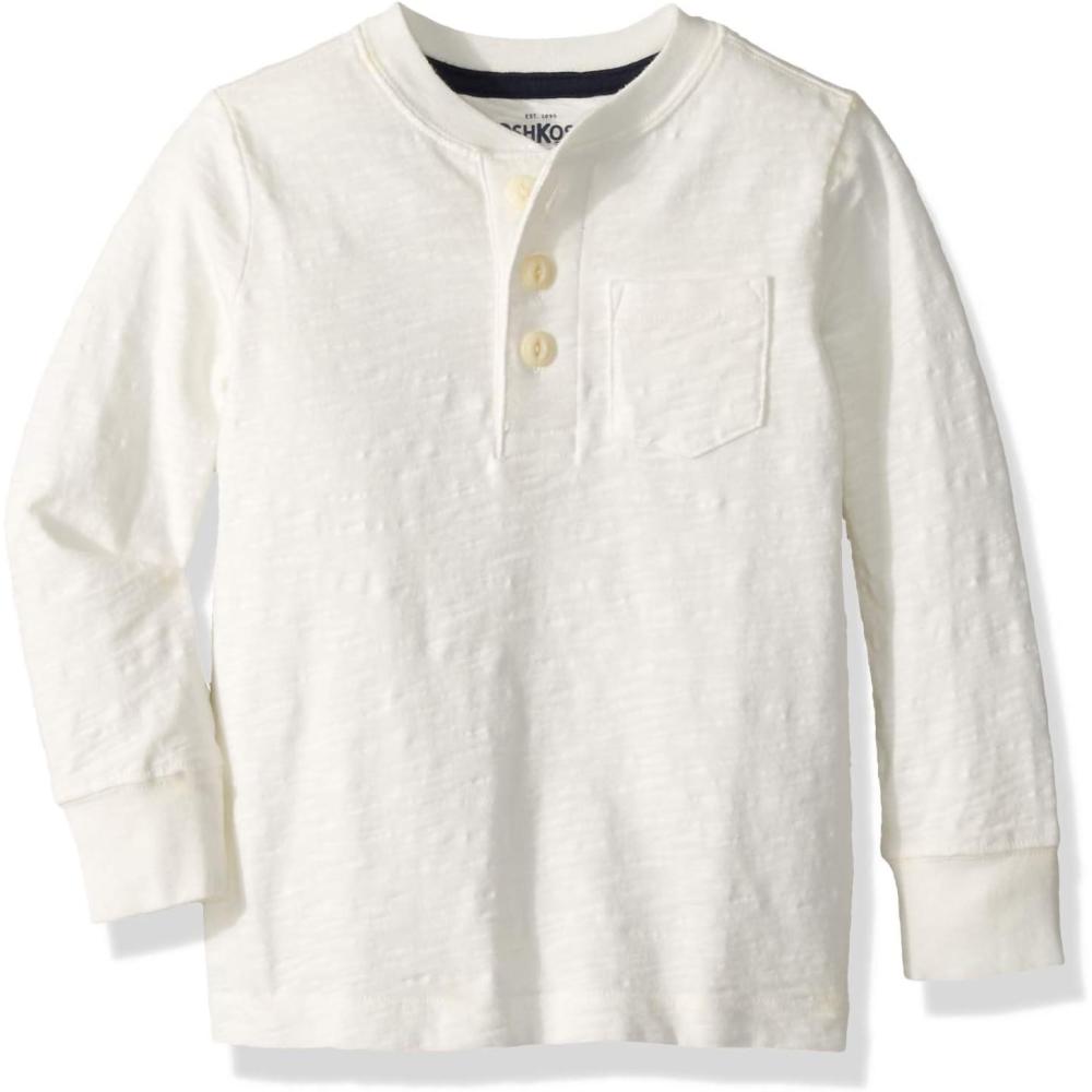 imageOSHKOSH BGOSH Boys LongSleeve Raglan HenleyWhite