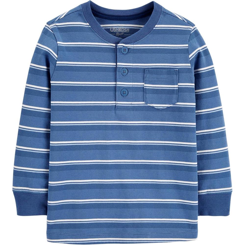 imageOSHKOSH BGOSH Boys LongSleeve Raglan HenleyYacht Club Blue
