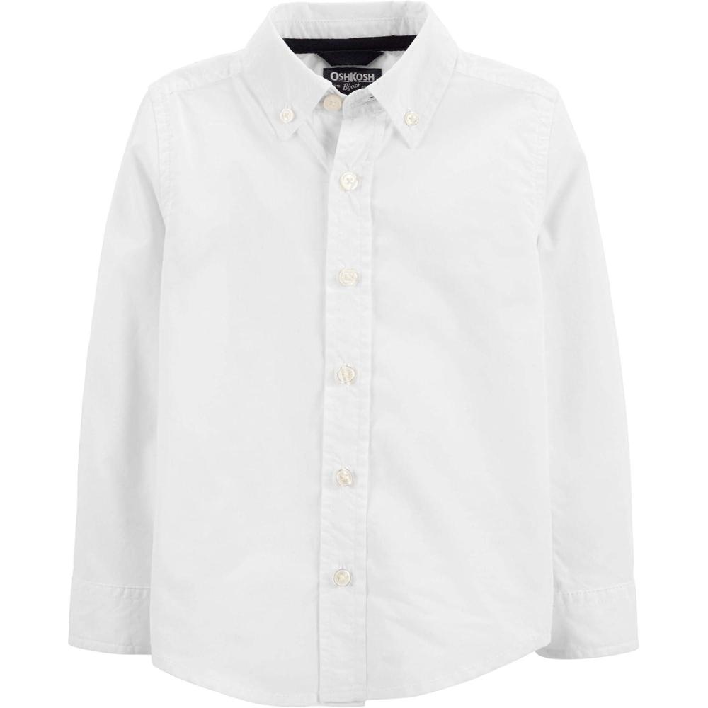 imageOSHKOSH BGOSH Boys Uniform Long Sleeve Buttonfront ShirtWhite