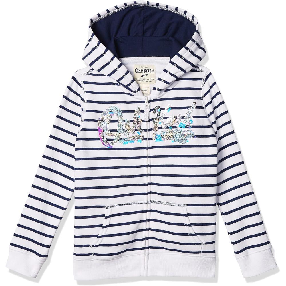 imageOSHKOSH BGOSH Girls Logo HoodieWhite Navy Stripe