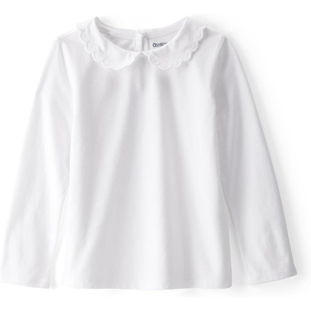 imageOSHKOSH BGOSH Girls Long Sleeve Fashion TopWhite Scalloped Collar