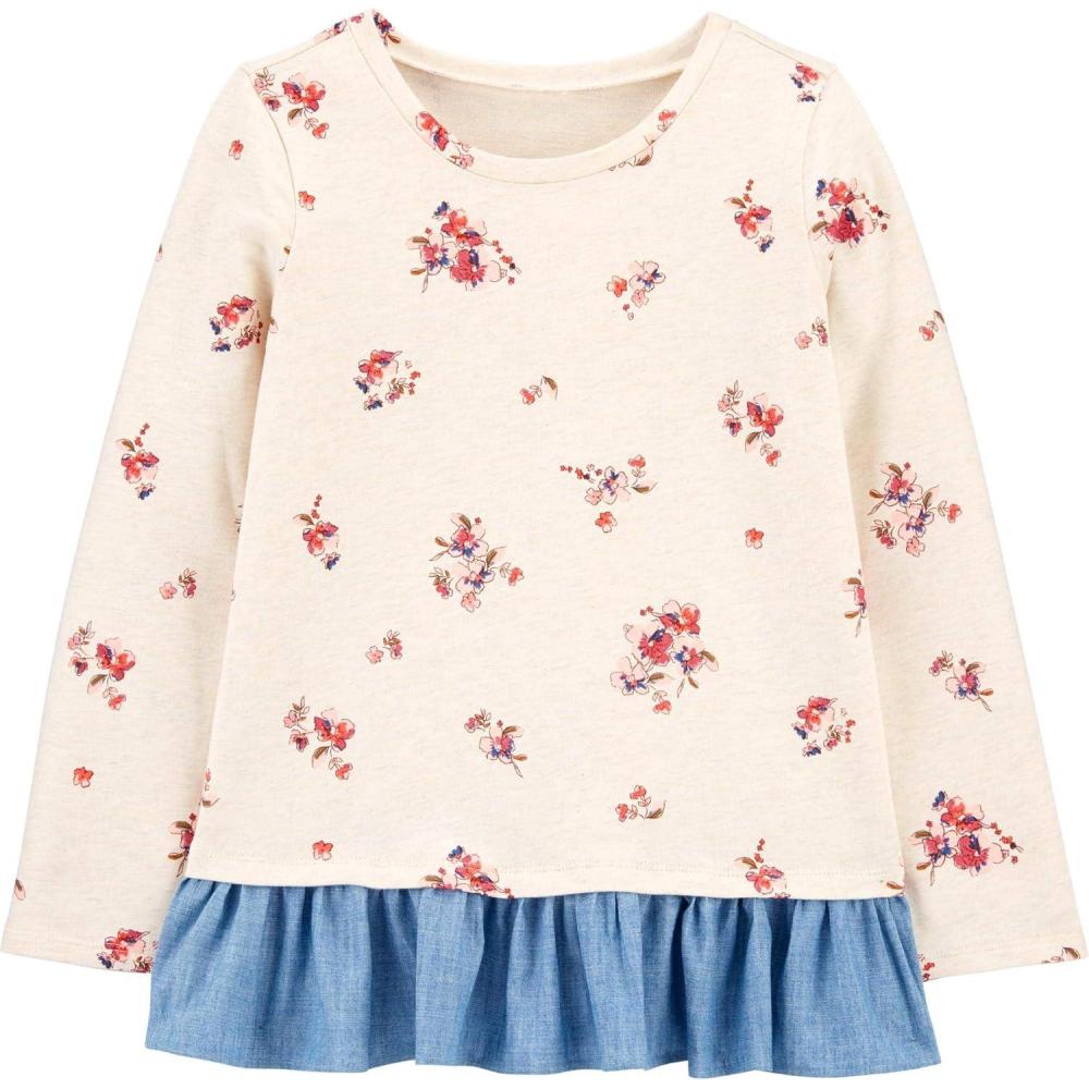 imageOSHKOSH BGOSH Girls LongSleeve Knit TopNavy Floral