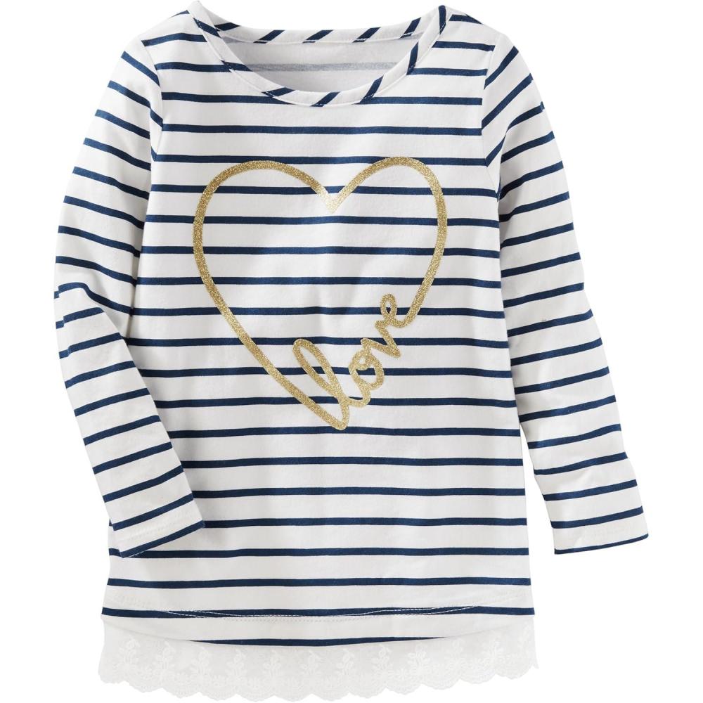 imageOSHKOSH BGOSH Girls LongSleeve Knit TopNavy Stripe