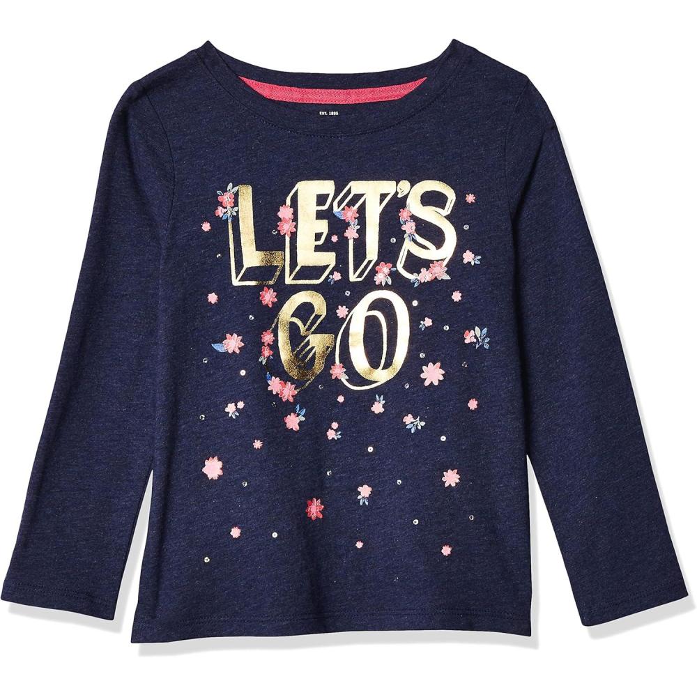 imageOSHKOSH BGOSH Girls LongSleeve TeeBlue Lets Go