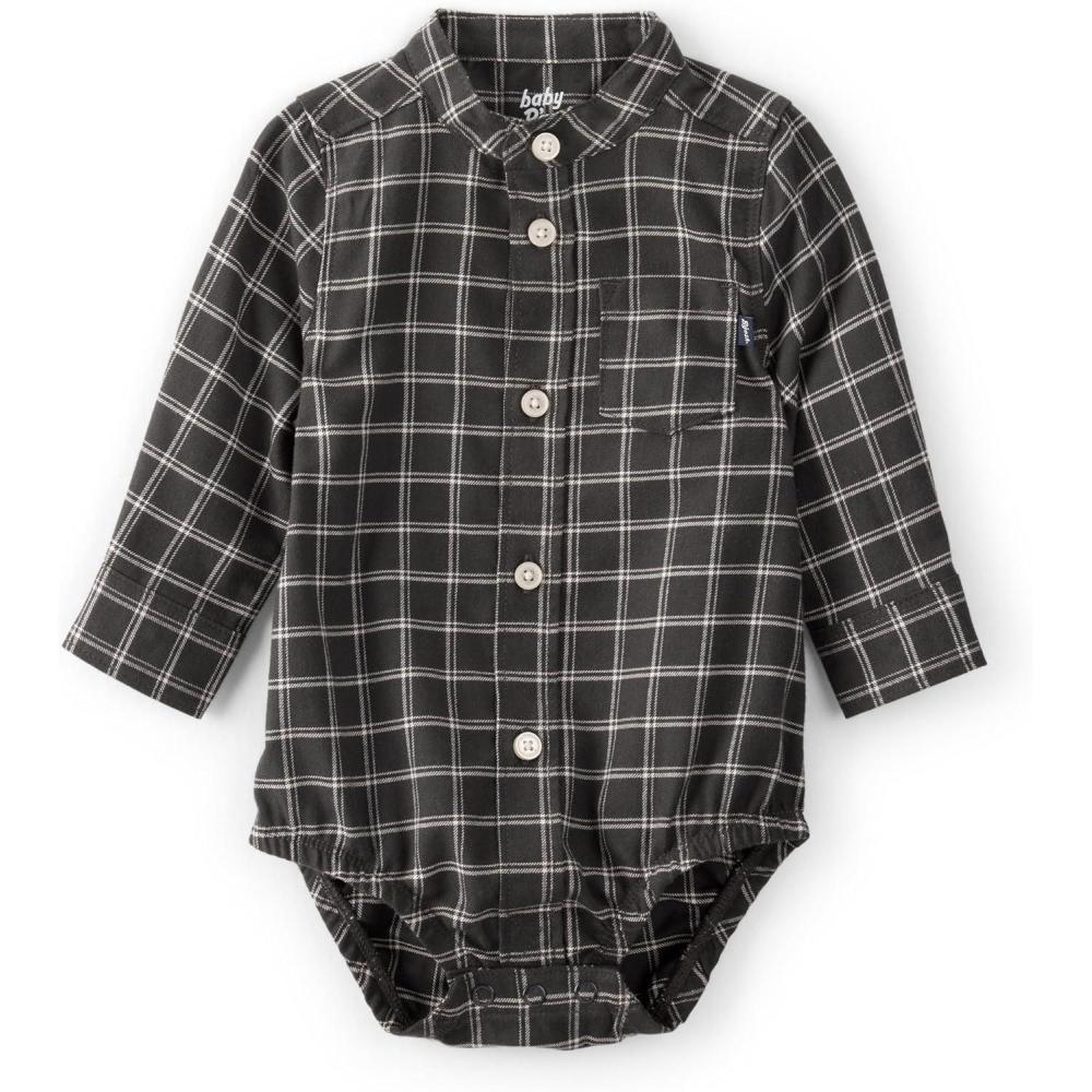 imageOSHKOSH BGOSH babyboys Buttonfront BodysuitBlack Plaid