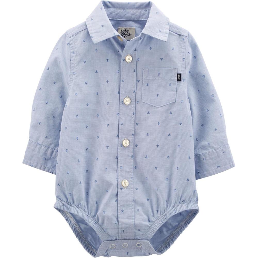 imageOSHKOSH BGOSH babyboys Buttonfront BodysuitBlue Anchors