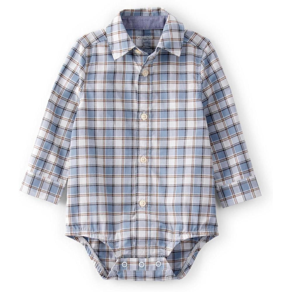imageOSHKOSH BGOSH babyboys Buttonfront BodysuitBlue Plaid